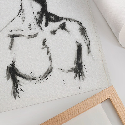 Impression sur toile Dessin en noir et blanc d'une figure masculine