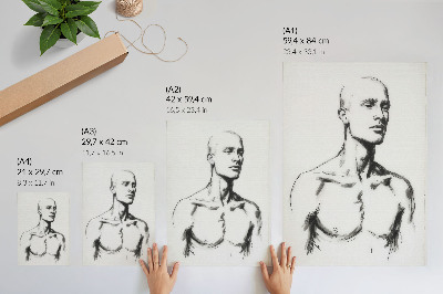 Impression sur toile Dessin en noir et blanc d'une figure masculine