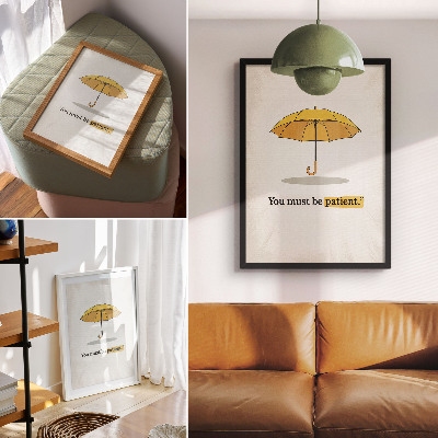 Impression sur toile parapluie jaune sur fond crème minimaliste
