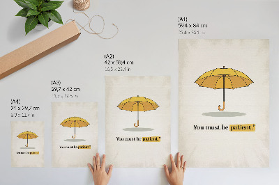 Impression sur toile parapluie jaune sur fond crème minimaliste