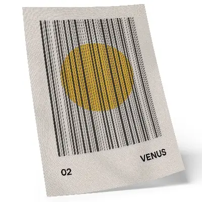 Impression sur toile lignes contrastées et cercle jaune style art optique