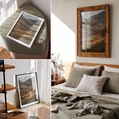 Décoration murale Un paysage de montagne avec un chalet isolé au milieu de la nature