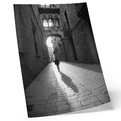 Décoration murale Photographie en noir et blanc d'une rue avec architecture