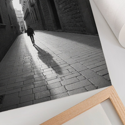 Décoration murale Photographie en noir et blanc d'une rue avec architecture