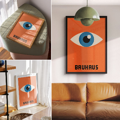Impression sur toile Œil aux formes géométriques sur fond orange