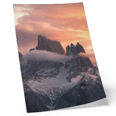 Affiche décorative coucher de soleil sur les montagnes avec brouillard, harmonie et mystère