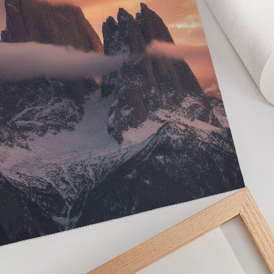 Affiche décorative Coucher de soleil sur les montagnes, brouillard, harmonie et mystère
