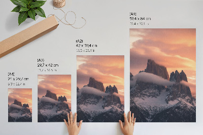 Affiche décorative Coucher de soleil sur les montagnes, brouillard, harmonie et mystère
