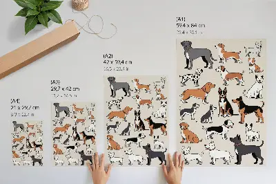 Décoration murale représentant des chiens colorés, pleins de joie et de diversité