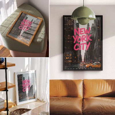 Impression sur toile gratte-ciel modernité accent rose