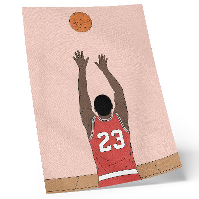 Décoration murale Joueuse de basket-ball en rose pastel avec un ballon en vol