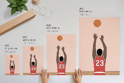 Décoration murale Joueuse de basket-ball en rose pastel avec un ballon en vol
