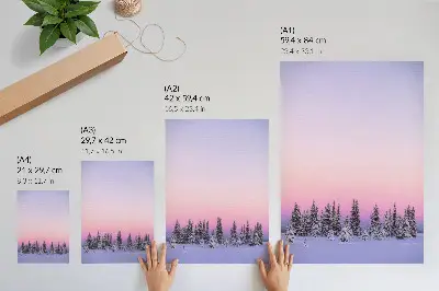 Affiche décorative arbres d'hiver sous un ciel pastel mélancolique invitant à la paix
