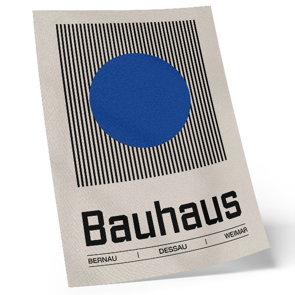 Impression sur toile Un grand cercle bleu sur des lignes noires et blanches