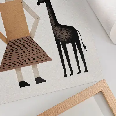 Décoration murale figure géométrique représentant une girafe au style simple et épuré