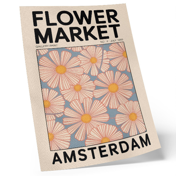 Affiche décorative Style rétro avec des couleurs vives et un motif floral