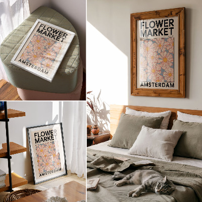 Affiche décorative Style rétro avec des couleurs vives et un motif floral
