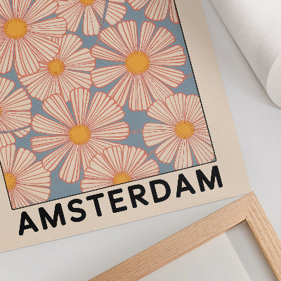 Affiche décorative Style rétro avec des couleurs vives et un motif floral
