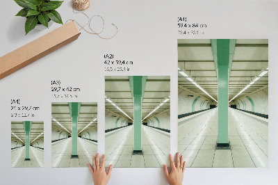 Affiche décorative structure verte du tunnel spatial symétrique