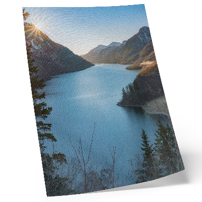 Affiche décorative Montagnes majestueuses, lac, soleil, harmonie de la nature