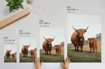 Décoration murale représentant des vaches rustiques dans un paysage de verdure et d'arbres