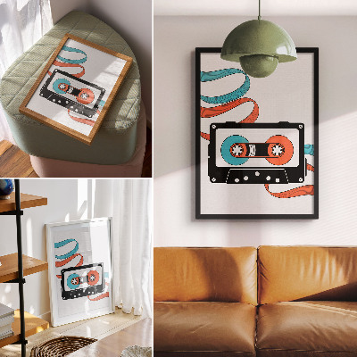 Décoration murale Cassette rétro pop art avec des motifs colorés