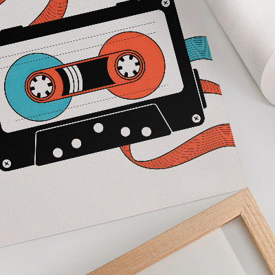 Décoration murale Cassette rétro pop art avec des motifs colorés
