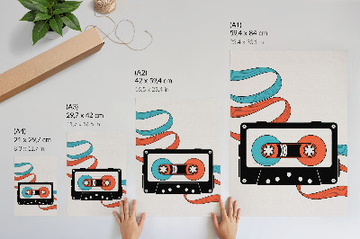 Décoration murale Cassette rétro pop art avec des motifs colorés