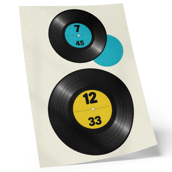Impression sur toile Disques vinyles modernes jaune turquoise