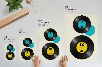 Impression sur toile Disques vinyles modernes jaune turquoise
