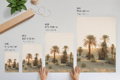 Affiche décorative Palmiers, soleil, douces dunes, couleurs chaudes