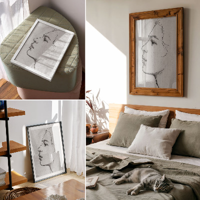 Impression sur toile Croquis minimaliste moderne du contour du visage
