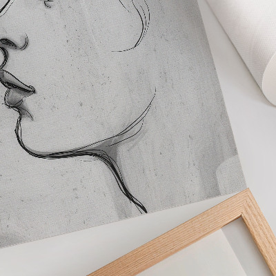 Impression sur toile Croquis minimaliste moderne du contour du visage