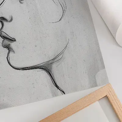 Impression sur toile croquis minimaliste moderne représentant le contour d'un visage
