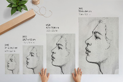 Impression sur toile Croquis minimaliste moderne du contour du visage