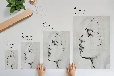 Impression sur toile croquis minimaliste moderne représentant le contour d'un visage