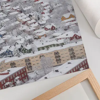 Impression sur toile maisons colorées dans un paysage de montagnes hivernales en harmonie avec la nature