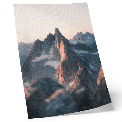 Décoration murale Montagnes baignées par la lumière du coucher de soleil, teintes pastel