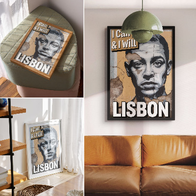 Affiche décorative Motif de style urbain avec un visage et une inscription de motivation