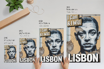 Affiche décorative Motif de style urbain avec un visage et une inscription de motivation