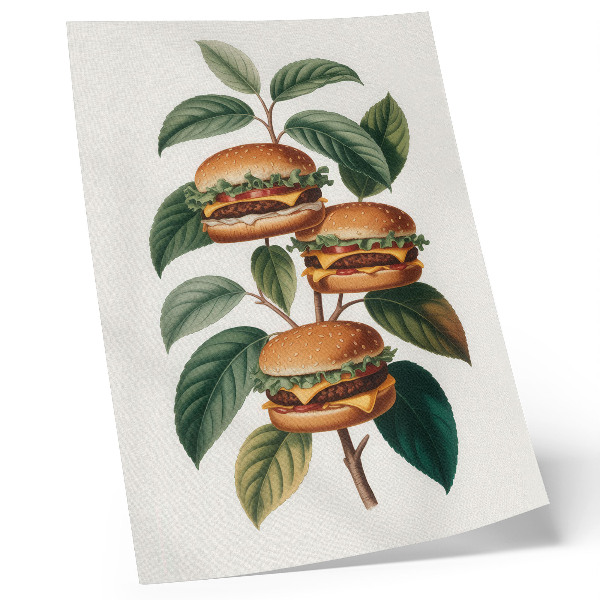 Impression sur toile Des hamburgers qui poussent sur les branches d'un arbre vert