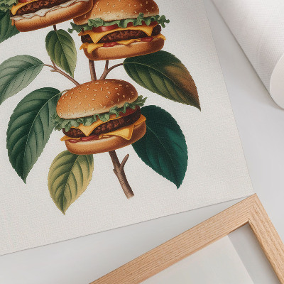 Impression sur toile Des hamburgers qui poussent sur les branches d'un arbre vert