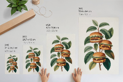 Impression sur toile Des hamburgers qui poussent sur les branches d'un arbre vert