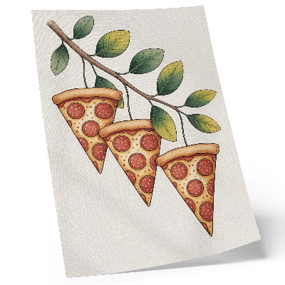 Affiche décorative Des parts de pizza aux couleurs joyeuses sur une branche d'arbre