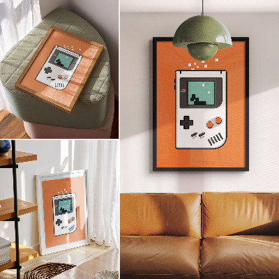 Décoration murale Écran pixelisé orange d'une console rétro