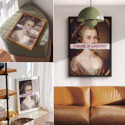 Impression sur toile Portrait d'une femme jouant avec des caractères typographiques classiques