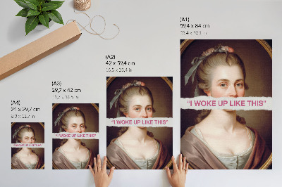 Impression sur toile Portrait d'une femme jouant avec des caractères typographiques classiques