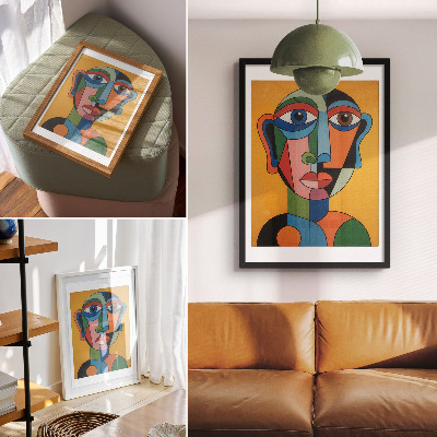 Décoration murale Portrait géométrique aux couleurs vives, style moderne