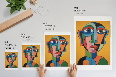 Décoration murale Portrait géométrique aux couleurs vives, style moderne