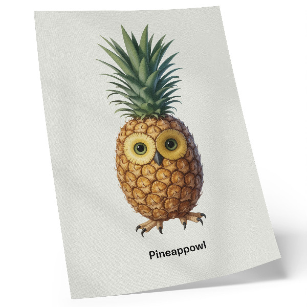 Affiche décorative Une combinaison fantaisiste d'ananas et de hibou